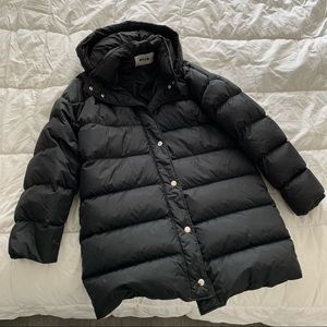 MSGM Black Quilted Puffer Coat with Hood